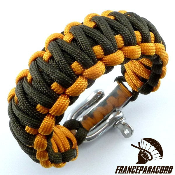 Bracciale Paracord 550 Bicolore Carbone/Nero – Sopravvivenza Tattica Con Fibbia 3/8"