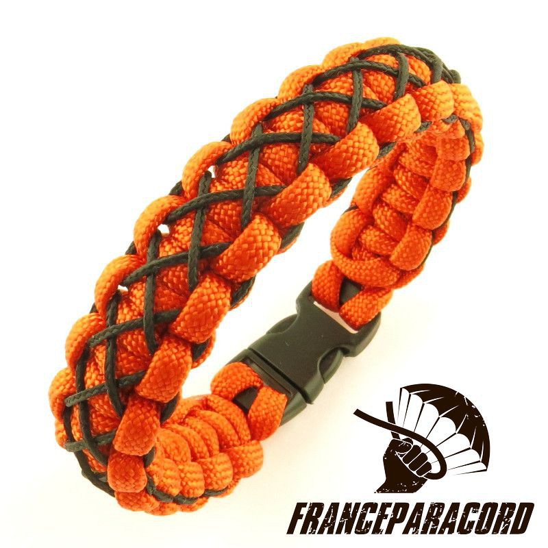 Bracelet Paracorde Cousu Main - Noir/rouge - Taille 20cm - Neuf (UK)