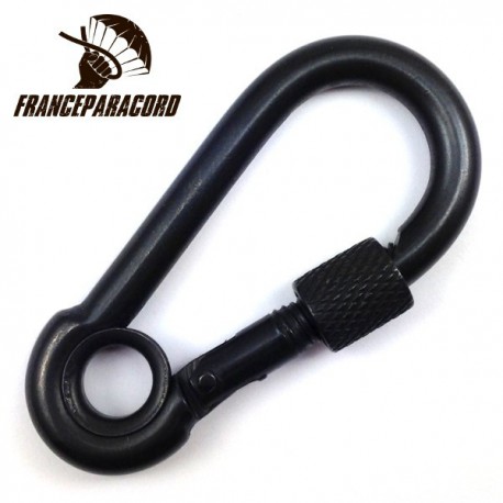Spring hook with safety nut and thimble black oxide finish