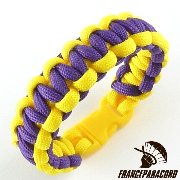 Bracciale Paracord 550 Bicolore Nero/giallo Sopravvivenza Tattico Con Fibbia - USA