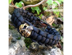 Black Cobra bracelet with Rose Skull